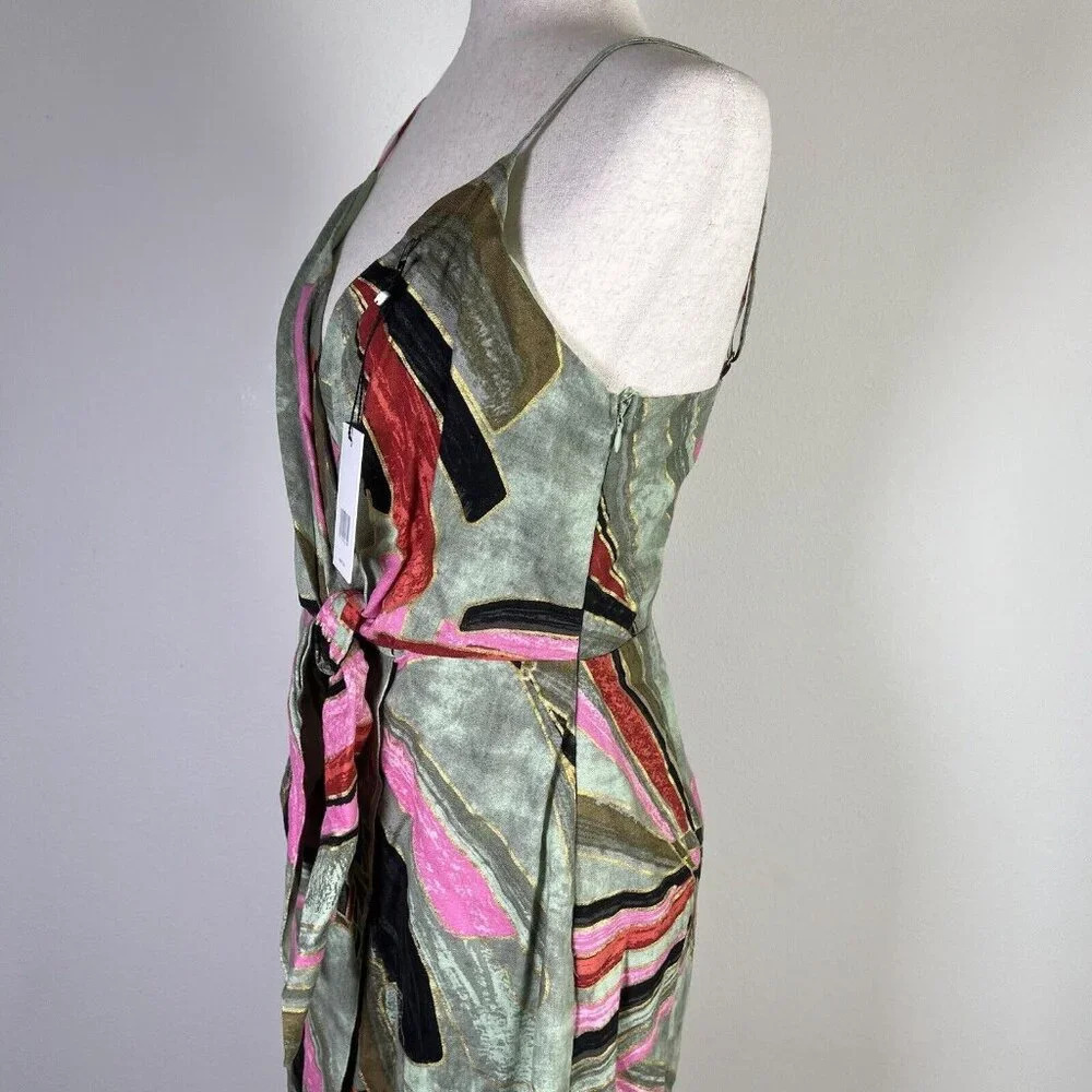 Jason Wu NWT Mini Sheath Dress Linen Blend Green Pink Tropical MSRP $425‎ - Picture 7 of 11